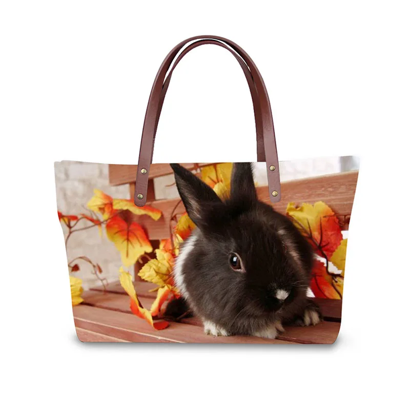3DPetrabbitprintladieshandbagwomenlovelynotepatternhandbags