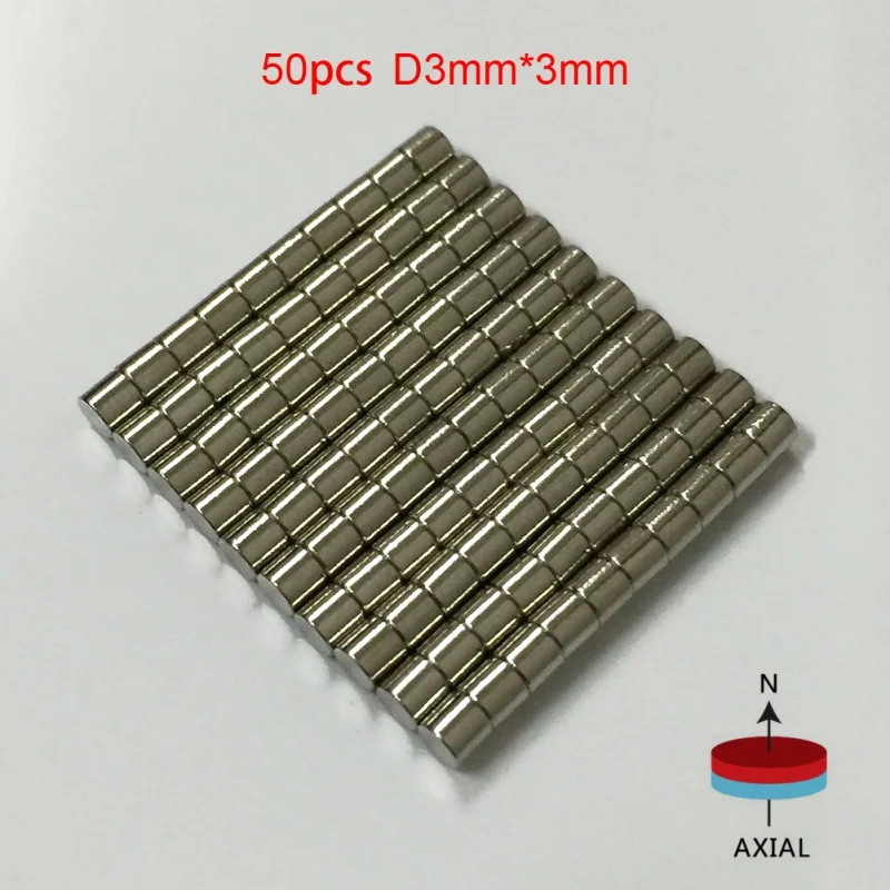 

50 Pcs/Pack 3mm x 3mm N50 Magnetic Materials Neodymium Magnet Mini Small Round Disc
