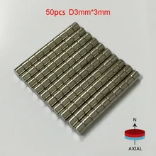 50 Pcs/Pack 3mm x 3mm N50 Magnetic Materials Neodymium Magnet Mini Small Round Disc