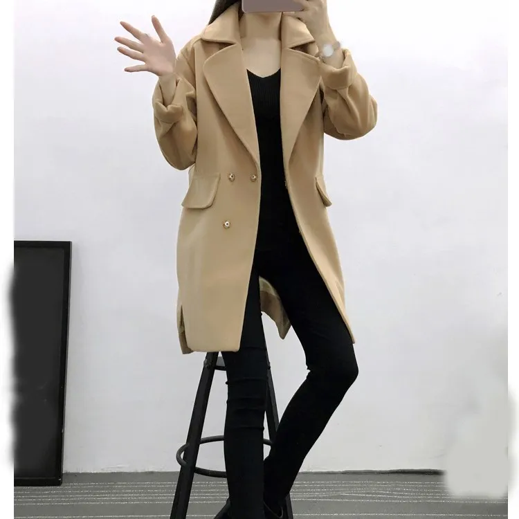 2018 Winter Coat Women Solid Wool Blends Coat Turn-Down Collar Oversize Long Trench Coat Outwear Loose Long Sleeve Warm OverCoat 2018 Winter Coat Women Solid Wool Blends Coat Turn-Down Collar Oversize Long Trench Coat Outwear Loose Long Sleeve Warm OverCoat