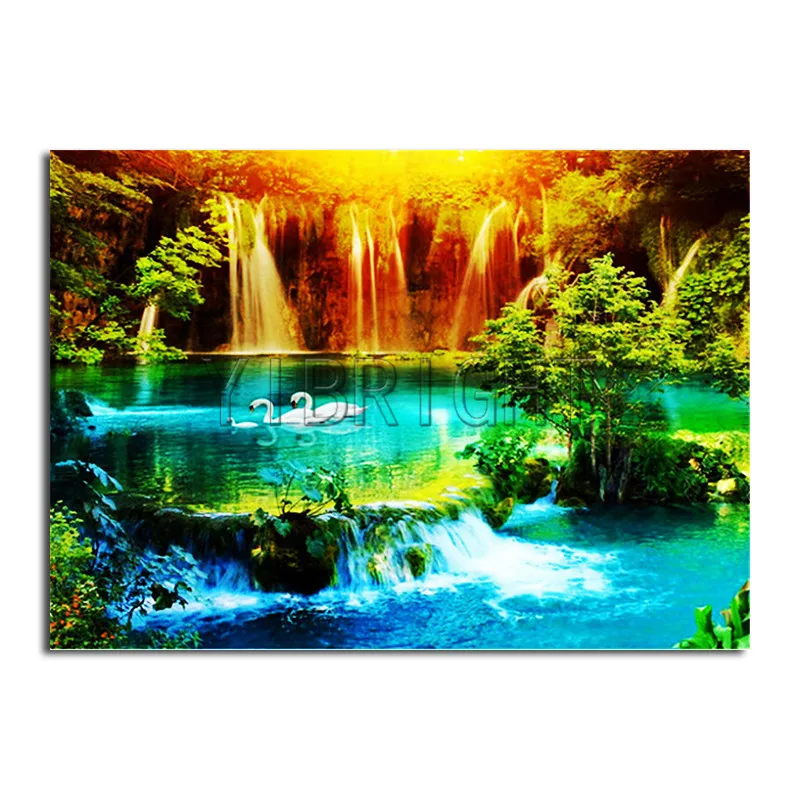 

Diy Diamond Painting Cross Stitch Polar Lights Waterfall Swan 5D round Diamond Embroidery Full Diamond Mosaic Landscape Lake Y3