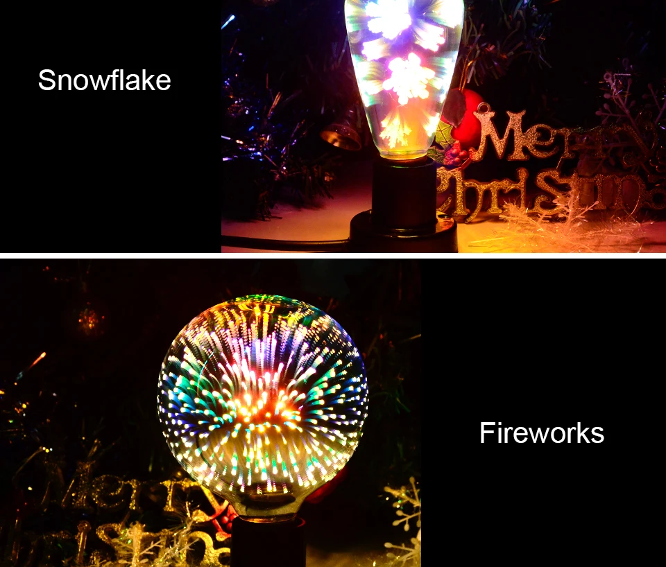 E27 LED Edison Bulb 220V 110V ST64 G95 Holiday Christmas Decoration Bar Silver Lamp Glass Bombilla Wedding Ampoule Retro Vintage 05
