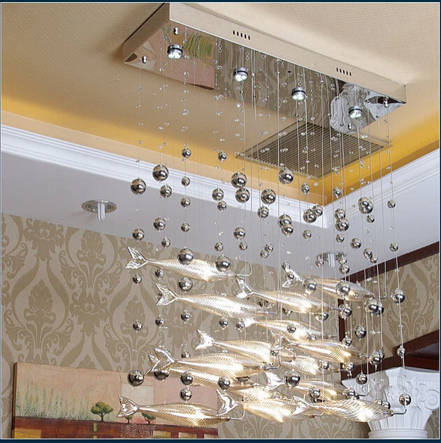 Креативная хрустальная люстра для ресторана гостиной столовой|fish chandelier|chandelier