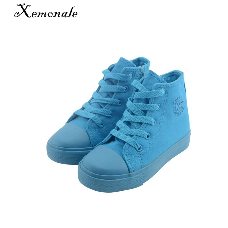 

Xemonale 2018 New Autumn Children Candy Color Canvas Shoes Girls Boys High Top Shoes Baby Kids Casual Sneakers