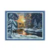 Beautiful Snow Cross Stitch Kit, Forest Sunset Snow DIY handmade fabric cloth cross embroidery sewing decorative painting ► Photo 1/5