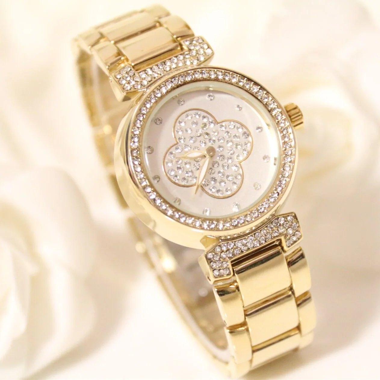 2017 New High Quality Luxury Crystal Diamond Watches Women Gold Watch