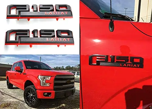 Matte Black 3Pcs F150 LARIAT Emblems Fender Tailgate Stickers Decals Badge 3D Nameplate Set Replacement For Ford F-150