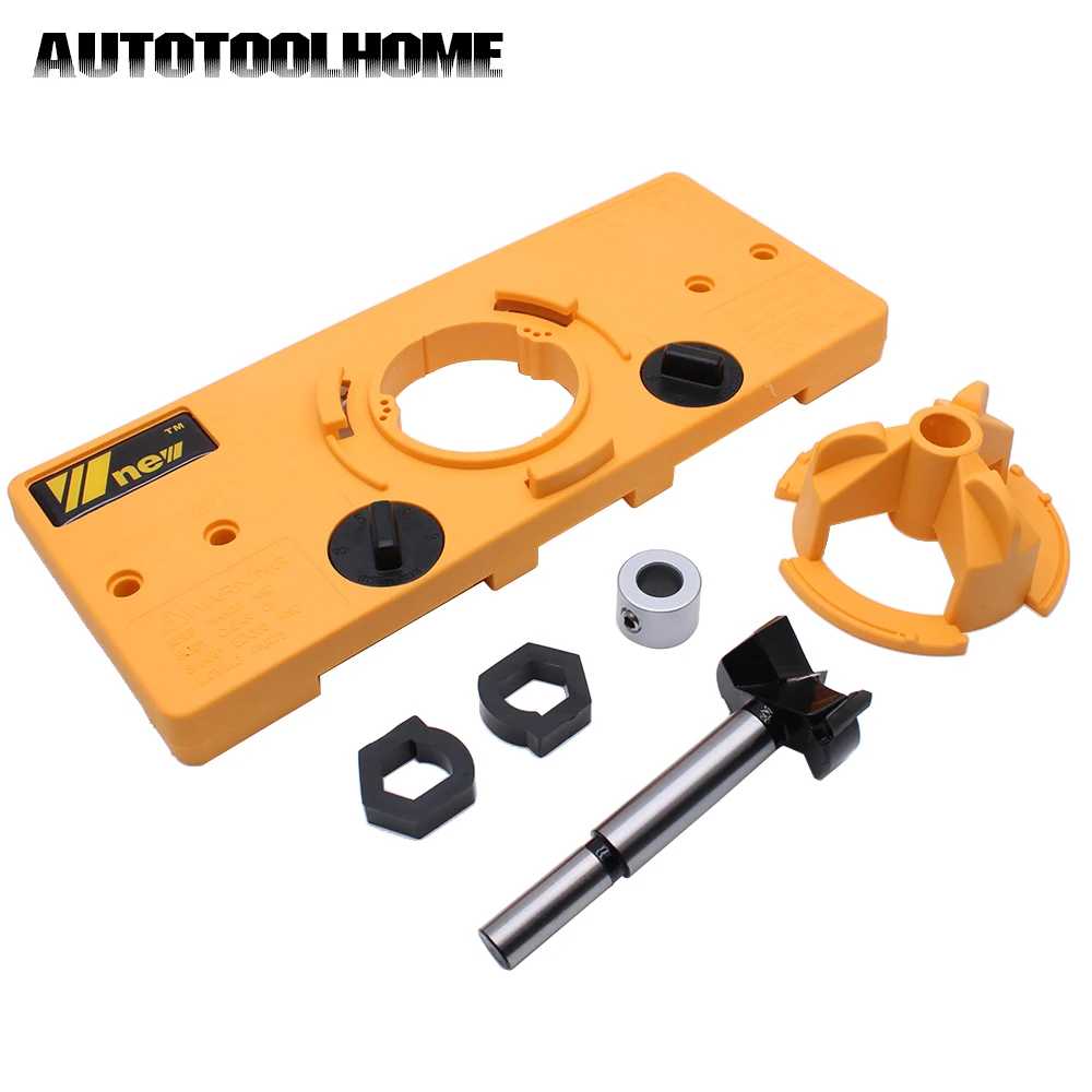 

35mm Hinge Drilling Jig + 35mm Forstner Bit Woodworking Tool Drill Bits for Cabinet Door Installation Hole Saw Wood Drilling