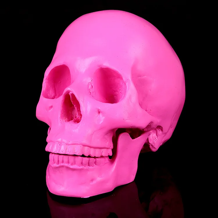 BUF смолы ремесло розовый череп статуи для украшения творческий череп статуя скульптура украшение дома Хэллоуин украшения