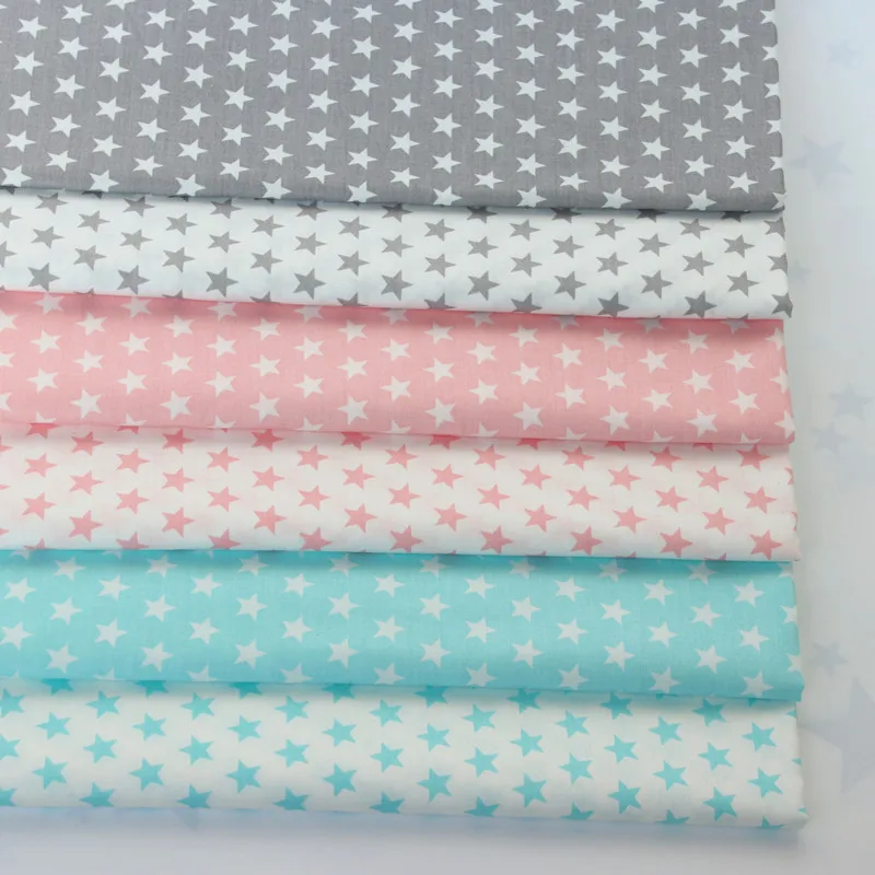 Лидер продаж, 6 шт./лот, 50x40 см, хлопковая саржевая ткань с принтом звезд, Лоскутная Ткань для шитья своими руками, стеганая одежда для детей