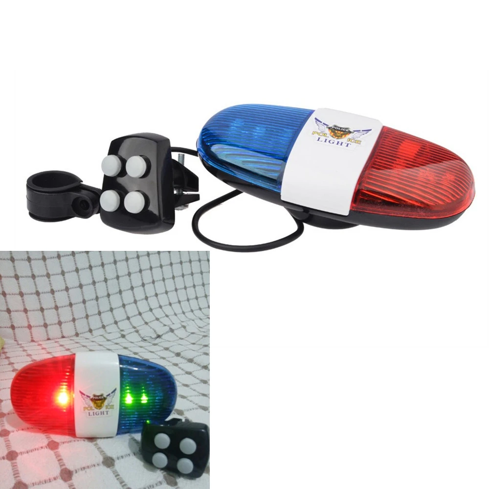 دراجة جرس 6LED 4 لهجة دراجة القرن الدراجة مكالمة الصمام الدراجة مصباح إضاءة بسيارة الشرطة صفارة إنذار إلكترونية الاطفال اكسسوارات ل الدراجة سك...