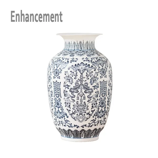 Голубая и белая керамическая ваза, фарфоровая Цветочная летучая мышь, узор с вазой, ручная работа, украшение дома, Цзиндэчжэнь, цветочные вазы - Цвет: D