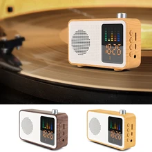 Беспроводной ретро Bluetooth FM радио светодиодный Будильник USB Перезаряжаемый стерео динамик с TF слотом для карт AUX-in Jack зарядный кабель