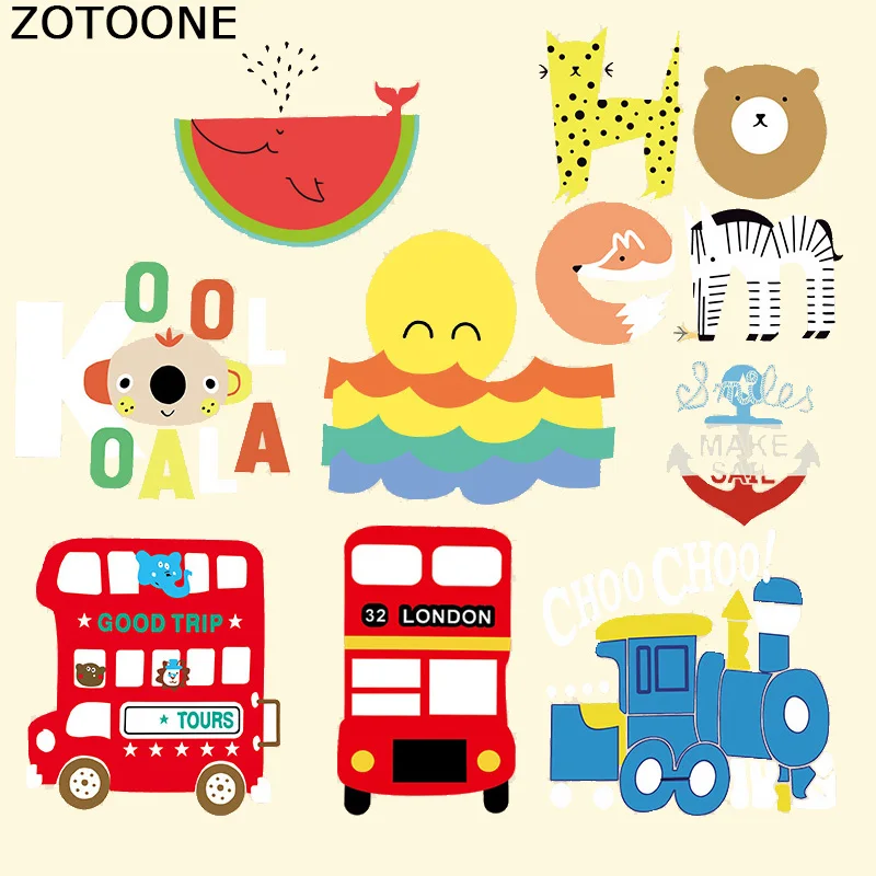 

ZOTOONE Iron Animal Patch Car for Children Clothes Pyrography Heat Transfer Watermelon Cat Sun Patch Anchor Washable Stickers C