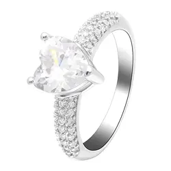 UFOORO роскошные белые Ясно Сердце Обручальное кольцо для женщин Свадебные Обручение AAA циркон Прю bague fine jewelry