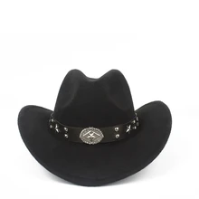 Детская шерстяная открытая западная ковбойская шляпа с откатными полями для мальчиков и девочек, Outblack Sombrero Hombre, джаз шляпа, пояс