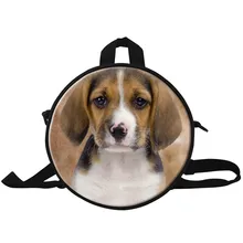 Fashion Animal Style Boys Round Shape Backpack Dog 3D Print Small Sling Shoulder Bag Kid Book Bag Crossbody School Bags