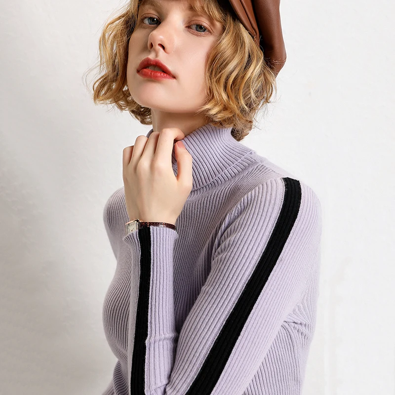 

2019 Knitted Sweaters Slim Girls Sweaters Warm Tops Winter Turtleneck Cashmere Sweater Women Large Size Women's Pullover