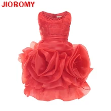 JIOROMY/летнее платье для девочек; коллекция года; платье принцессы; платье без рукавов с круглым воротником и жемчугом для девочек; свадебное платье с цветочным узором для девочек