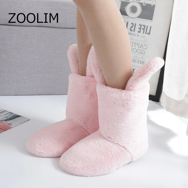 

ZOOLIM High Quality Cute Rabbit Ear Women Indoor Slippers Korea Style Short Plush Winter Warm Non-slip Slippers House Shoes