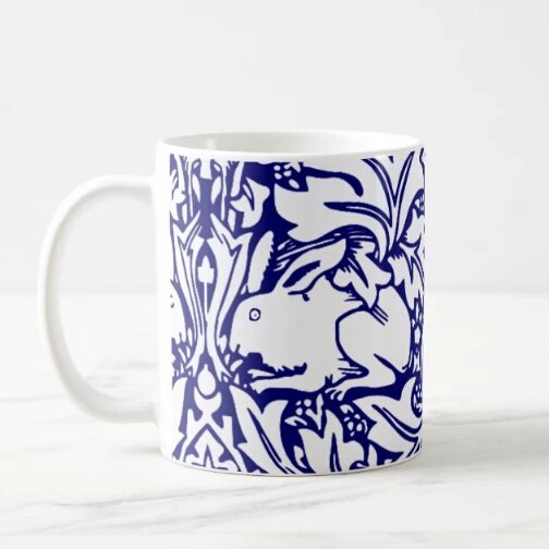 Novelty William Morris Brother Rabbit Coffee Mug Tea Cups Modern Novelty William Morris Brother Rabbit Coffee Mug Tea Cups Modern Blue White Bunny Art Design Kitchen Home Easter Chic Gifts In Mugs From Garden
