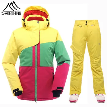 

SAENSHING Warm Ski Suit Women Thermal Waterproof Snow Ski Jacket Snowboard Pants Breathable Outdoor Skiing Snowboarding Suits