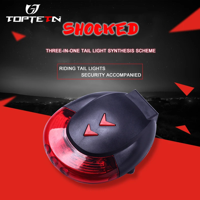 

TOPTETN LED Flashing High Quality bicycle laser lights Taillight Rear Cycling Bicycle Bike Safety Warning 5 red Led light modes