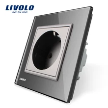 Livolo EU Standard Power Socket, AC 110~250V 16A Wall Power Socket, VL-C7C1EU-15, Grey Color