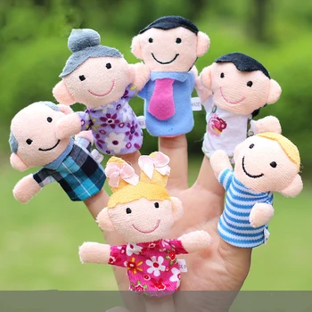 

6pcs/lot baby plush toy Family Finger Puppets cloth doll Educational story Hand Puppet Fantoche Toys for children kids gifts hot