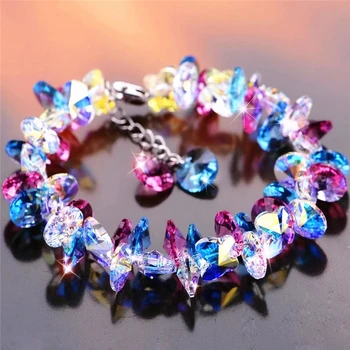 

SWAN JEWELRY Cute Elegant Colorful Beaded Bracelets Pure Handmade Geometric Crystal Charm Bracelets Women Gifts Propose Wedding