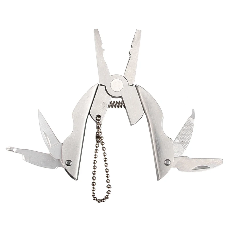 Portable Multifunction Stainless Steel Folding Plier Foldaway Knife Keychain Screwdriver 21-39-1
