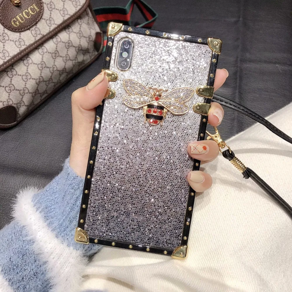 Женский блестящий чехол Selfan модный роскошный с пчелками для iPhone 6 s 7 8 Plus XS XR XSMAX