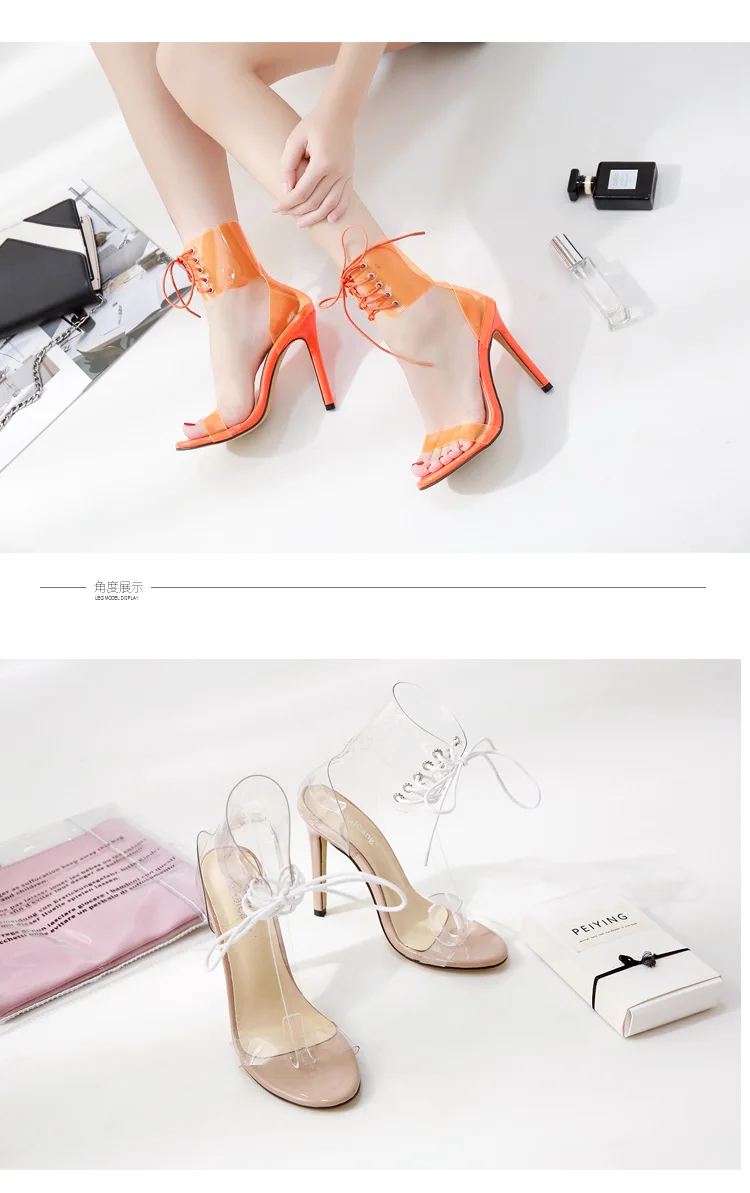 LTARTA/женские босоножки; Летние пикантные туфли на очень высоком каблуке с открытым носком и перекрестными кружевами; женская модная обувь; ZL-555-32; 40 ярдов