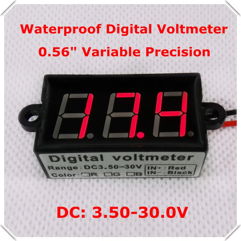 RD светодиодный дисплей цвета 0,5" точность переменной цифровой вольтметр DC3.5-30V автомобиля водонепроницаемый измеритель напряжения [4 шт./партия]