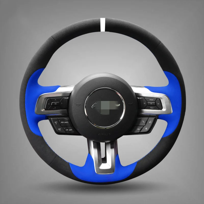 Чехол на руль из черной замши для Ford Mustang 2015 2019 GT 2019|steering wheel cover|suede steering coverwheel cover |