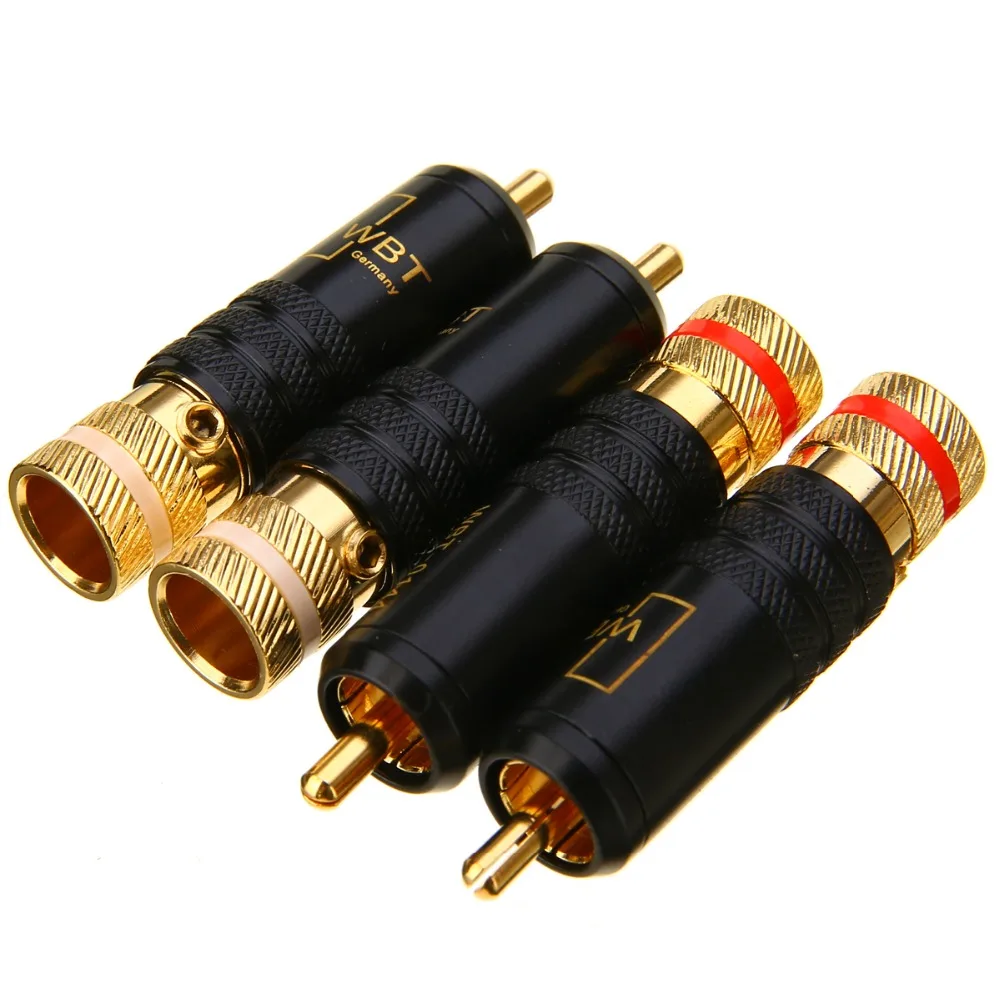 Buy 4pcs Gold Plated Copper RCA WBT Plug Adapter Screws Tighten Type Soldering