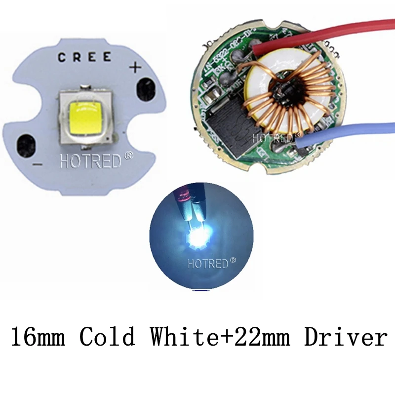 10 Вт Cree XM-L2 T6 XML2 T6 светодиодный светильник 20 мм PCB белый теплый белый нейтральный белый+ 22 мм 5 режимов 3-12 в драйвер для DIY фонарь светильник-вспышка