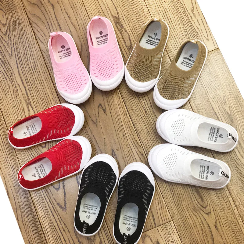 الأطفال جوارب تريكو بلون الأحذية طفل الفتيان تنفس تمتد أحذية الفتيات لينة أسفل حذاء طفل الاطفال الأحذية