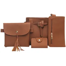 4 Unids/set Bolsas Mensajero de Las Mujeres de LA PU Bolsos de Cuero y la Cartera Del Embrague Bolso Retro Sólido Compuesto Bolsa Feminina