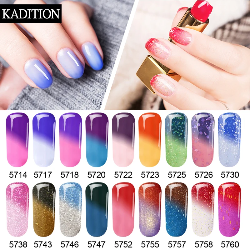 

KADITION Temperature Changing 7ML Gel Nail Polish Soak-Off UV LED Lucky Thermal Gel Lacquer Art Long-Lasting Chameleon Varnish