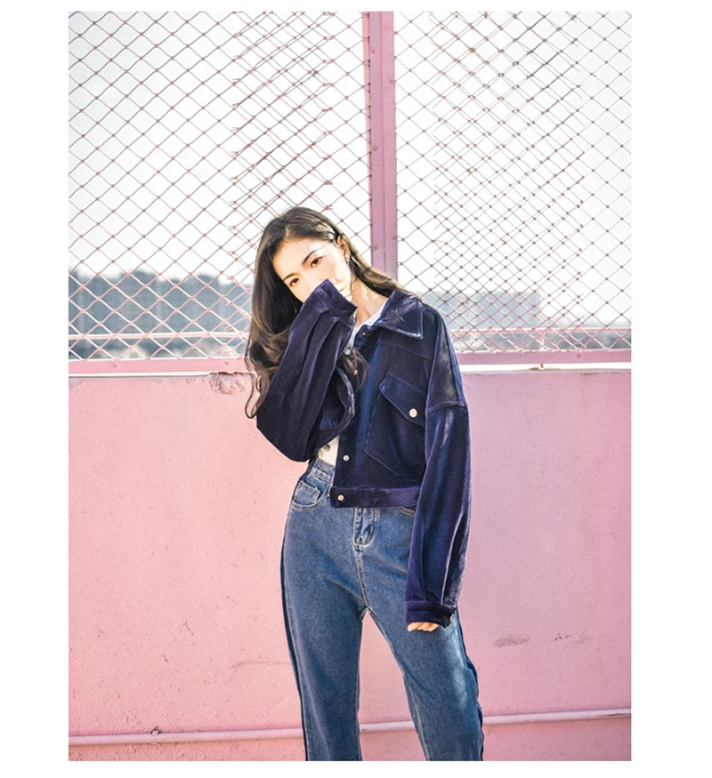 Scsech Corduroy Single Women Jackets Velvet Cotton Basic Jacket Coat Front Pockets Warm Coats Autumn Casual Jacket D8A11 (6)