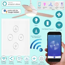 EU WiFi Smart Ceiling Fan Switch APP Remote Timer and Speed Control Compatible with Alexa and Google Home