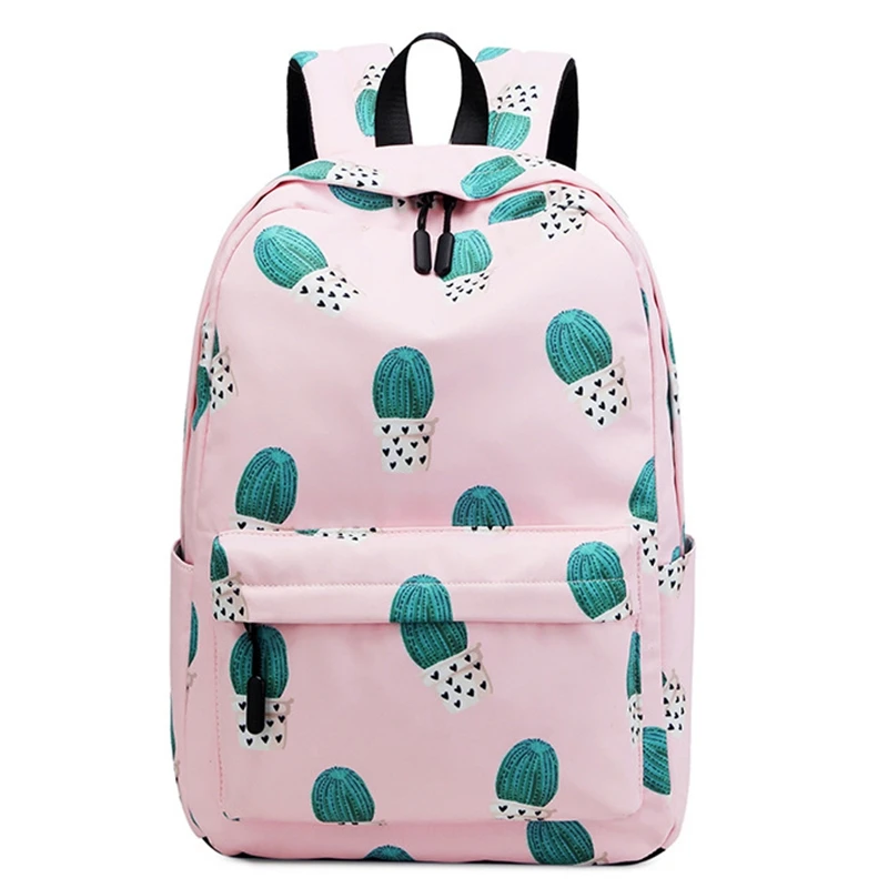 Водонепроницаемый волшебный мяч растительный принт рюкзак для женщин кактус книжная Сумка симпатичная школьная сумка для девочек-подростков Kawaii розовый зеленый Kna - Цвет: Pink