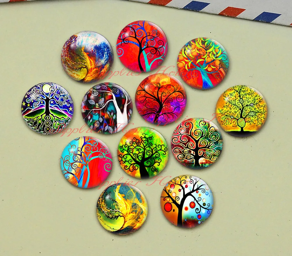 

Handmade Round Tree of hope photo glass Cabochons, Jewelry Finding Cameo Pendant Settings, (F051-604)