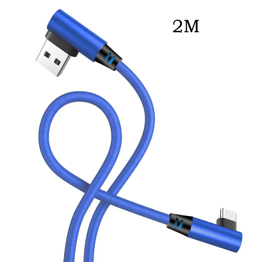 

Double Elbow USB Data Cable Woven Red, Blue, Black For Line Charging line for Type-C 1m, 2m, 0.25m