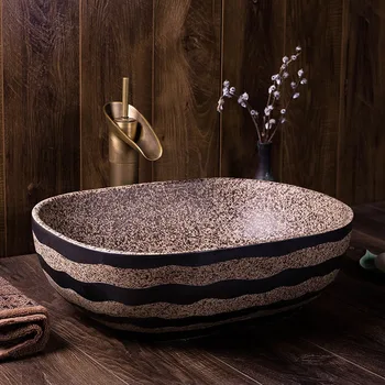 

Basin Washbasin Oval Basin Chinese Style Antique Minimalism Household hotel Artistic Toilet ceramic wash basin bathroom sink