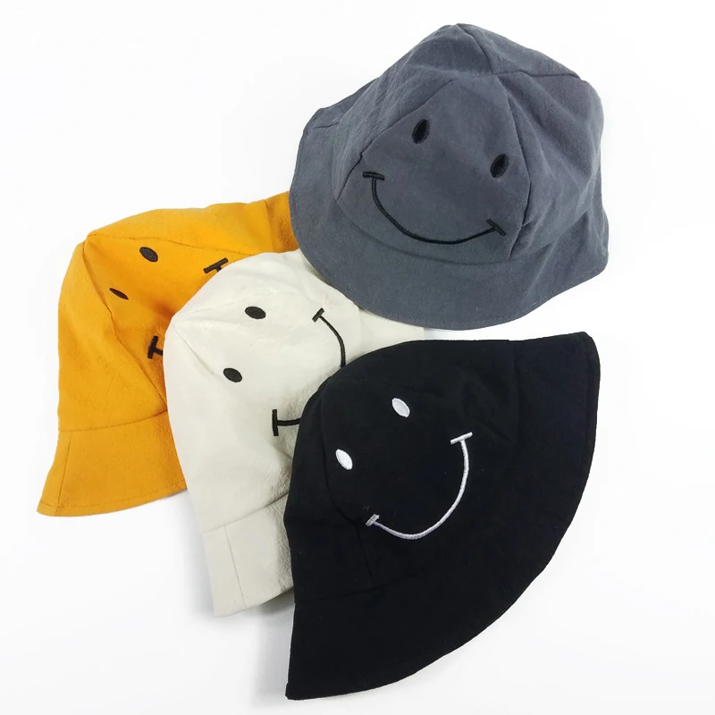 

Lovely Smile Face Baby girl Bucket Hat Cotton Summer Hats Caps Baby Casual Visor Sun Hat Kids Travel Beach Unisex Panama Caps