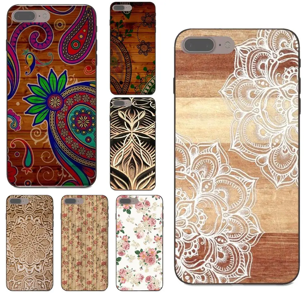

Wood Mandala Flower Art For Galaxy A3 A5 A6 A6s A7 A8 A9 J1 Mini J2 J5 J6+ J7 Core Star Duo Max 2017 2018 TPU Case Protective