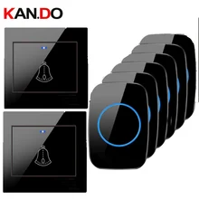 Кольцо 2 излучатель+ multприемники Опция беспроводной дверной звонок комплекты от 110-220 в дверной звонок Водонепроницаемый 300 м дверной звонок черный колокольчик