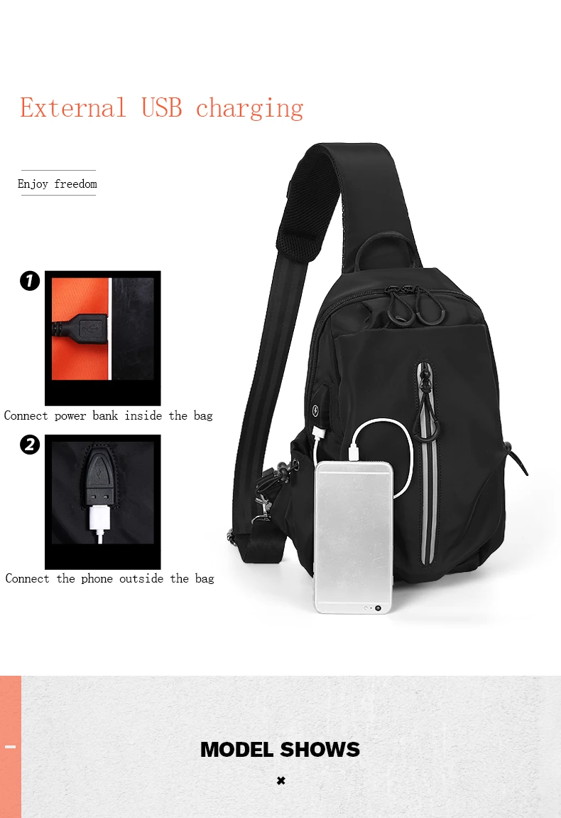 Многофункциональные сумки через плечо для мужчин, зарядка через usb, нагрудная сумка для коротких поездок, нагрудная сумка, водоотталкивающая сумка на плечо, мужская сумка